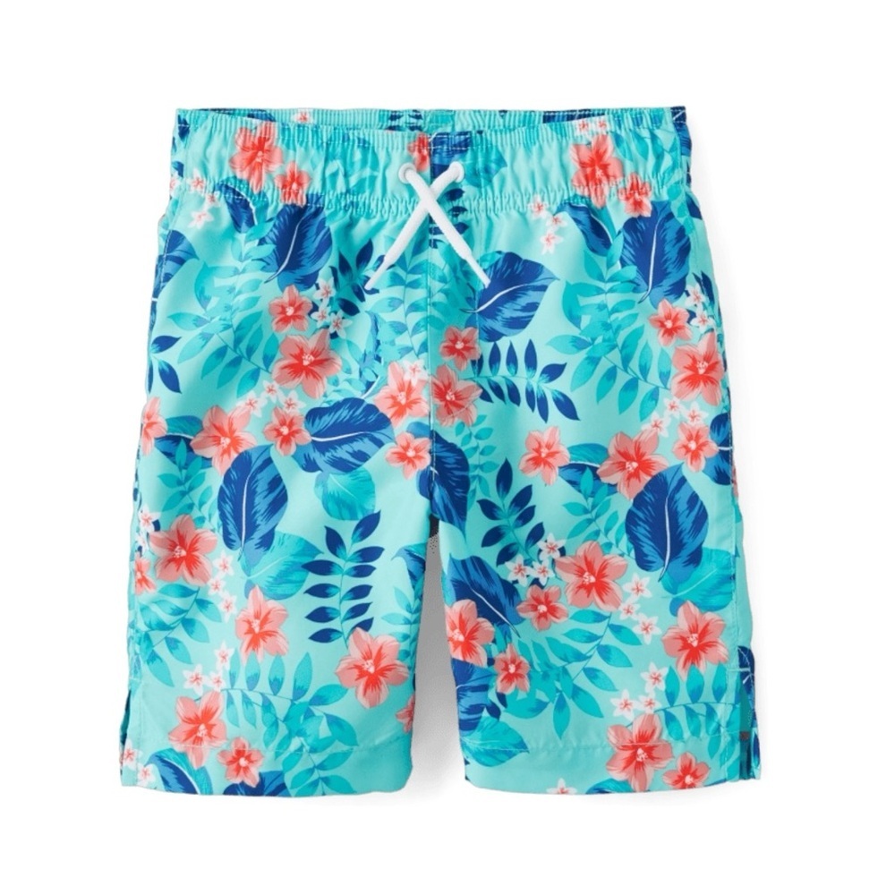 4/$25 The Children’s Place Boys Swim Trunks Size XXL 16 Blue Orange Tropical
